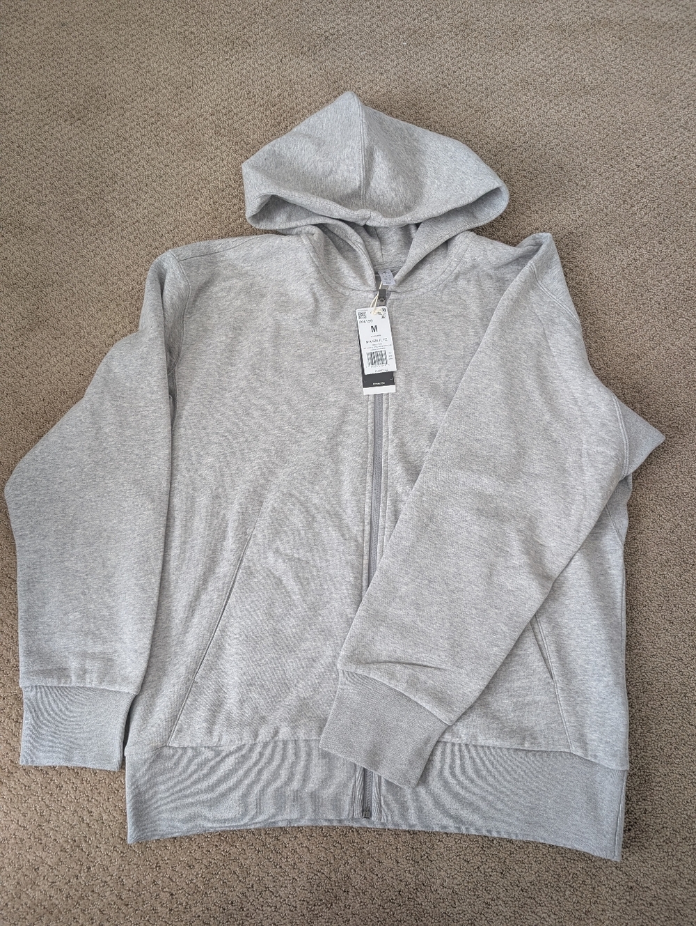 Adidas Men's Light Gray Full-Zip Hoodie Sweater